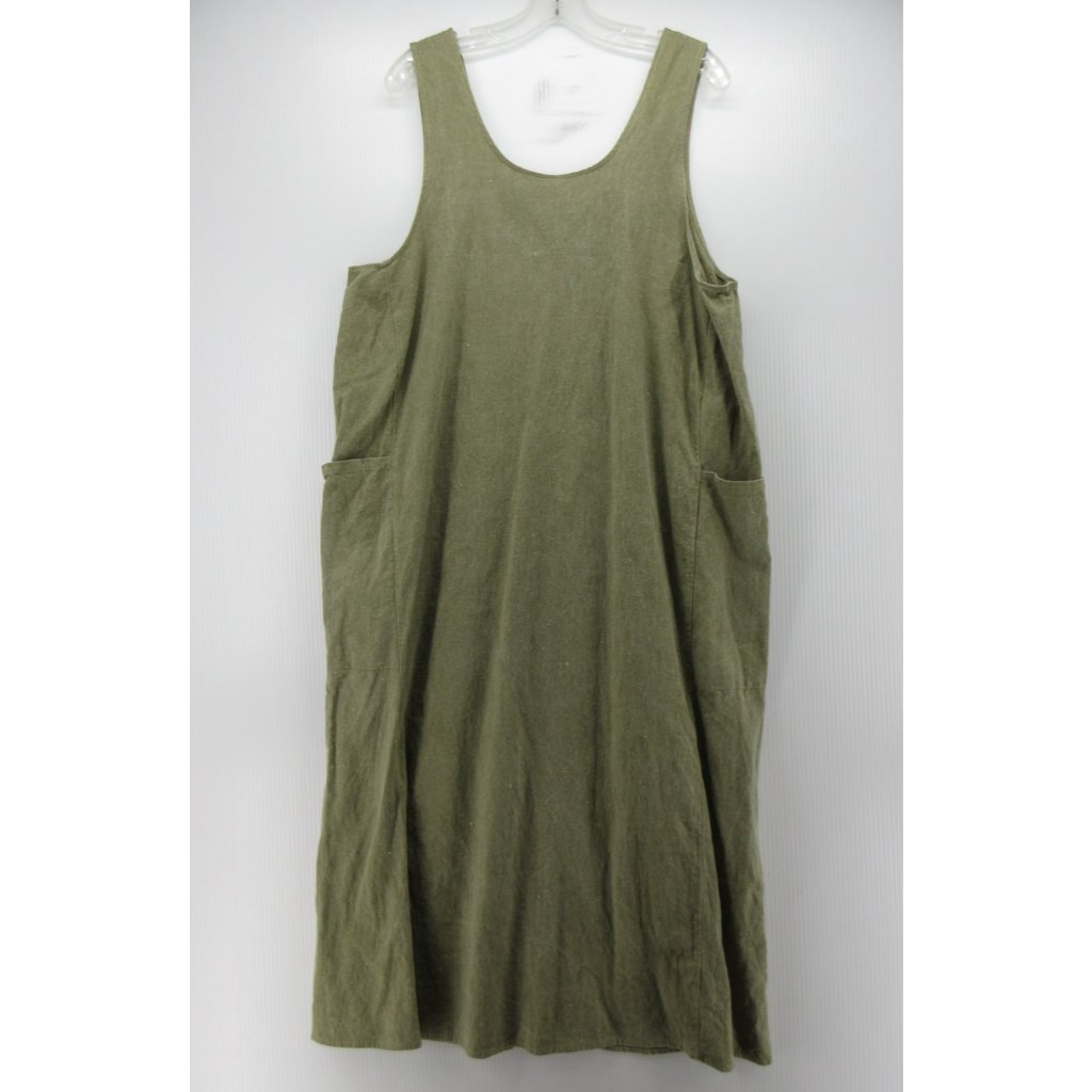 Vtg J Peterman Company Dress Medium Linen Tank Cottagecore Lagenlook
